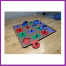 Bezos 3D Baskı Ingilizce Etiketli Şekil Tanıma Puzzle Tahtası - 16 Geometrik Şekil, Bilişsel Gelişim ve Kelime Öğrenme Seti BEZ10