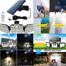 Duvar Lambası Dış Mekan Işığı Pratik Lamba Solar Panelli Uzaktan Kumandalı 122 LED Bahçe Aydınlatma