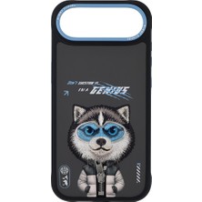 Fermuarlı Koruma Gözlüklü Kapak iPhone 17 Air Sibirya Kurdu Desenli Silikon Kılıf 2.0 3D