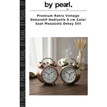 Premium Retro Vintage Dekoratif Hediyelik 8 cm Çalar Saat Masaüstü Detay Stil