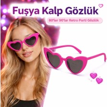 Mudanis Ers Fuşya Pembe Retro Kalp Gözlük – 80’ler 90’lar Stil Parti Gözlüğü