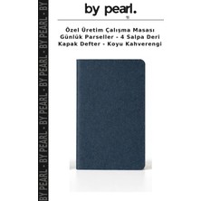 Özel Üretim Çalışma Masası Günlük Parseller - 4 Salpa Deri Kapak Defter - Koyu Kahverengi
