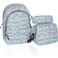 Happy Trend Polo Club Üçlü Okul Çanta Seti, Unicorn Yeşil, Unisex