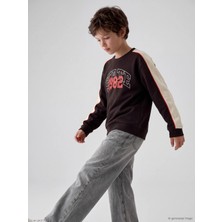 Lc Waikiki Yeni Sezon Kahverengi Baskılı Erkek Çocuk Sweatshirt