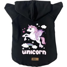 Happy Trend Polar Sweatshirt Köpek ve Kedi Kıyafeti & Elbisesi - Siyah Unicorn S Beden