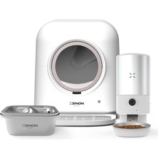 Happy Trend Smart Akıllı Otomatik Kedi Tuvaleti Çelik Mama Kabı ve Su Pınarı 3'lü Pet Ürünleri Seti