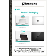 Premium Cihaz Kapağı Şeffaf Koruma Ince Kapak Coteci MacBook Air 13.6 M2/m3 (A2681/A3113) Kılıf