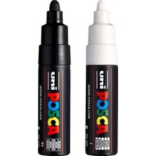 Happy Trend Uni Pc-7m Marker Sanat Kalemi - Büyük Mermi Ucu - 4,5-5,5 mm Uç - [2'li Paket] - Siyah ve Beyaz