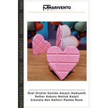 Özel Üretim Günlük Amaçlı Hediyelik Defter Kokulu Notluk Kalpli Çikolata Not Defteri Pembe Renk
