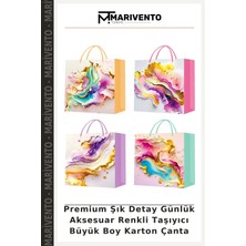Premium Şık Detay Günlük Aksesuar Renkli Taşıyıcı Büyük Boy Karton Çanta