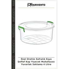 Özel Üretim Sofralık Eşya Şeffaf Kap Yiyecek Muhafazası Yuvarlak Saklama 4 Litre