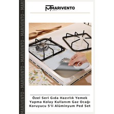 Özel Seri Gıda Hazırlık Yemek Yapma Kolay Kullanım Gaz Ocağı Koruyucu 5'li Alüminyum Ped Set