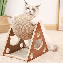 Happy Trend Ahşap Ipli Kedi Oyuncagi Topu Kedi Tırmalaması