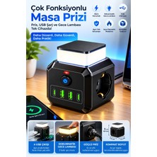 Argesco Mühendislik Akım Korumalı 3’lü Priz 2200W 1050J 10A Gece Lambalı 2 USB 2 Type-C Şarj Girişli Bsp-4