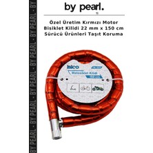 Özel Üretim Kırmızı Motor Bisiklet Kilidi 22 mm x 150 cm Sürücü Ürünleri Taşıt Koruma