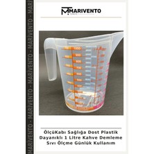 Ölçükabı Sağlığa Dost Plastik Dayanıklı 1 Litre Kahve Demleme Sıvı Ölçme Günlük Kullanım