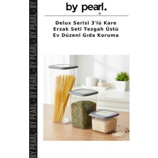 Delux Serisi 3'lü Kare Erzak Seti Tezgah Üstü Ev Düzeni Gıda Koruma