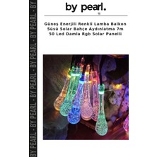 Güneş Enerjili Renkli Lamba Balkon Süsü Solar Bahçe Aydınlatma 7m 50 LED Damla Rgb Solar Panelli