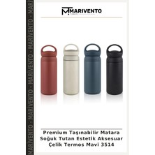 Premium Taşınabilir Matara Soğuk Tutan Estetik Aksesuar Çelik Termos Mavi 3514