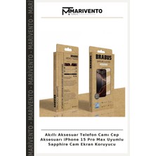Akıllı Aksesuar Telefon Camı Cep Aksesuarı iPhone 15 Pro Max Uyumlu Sapphire Cam Ekran Koruyucu