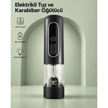 Astraltech Ers Çift Hazneli Şarj Edilebilir Elektrikli Tuz ve Karabiber Öğütücü Siyah