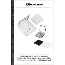 Fonksiyonel Ürün Özel Tasarım Minimalist Tarz Ayna Handmade Lüks Modern Cep Çanta Boyu Makyaj Siyah