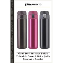 Özel Seri Su Kabı Suluk Yolculuk Gereci 887 - Çelik Termos - Pembe