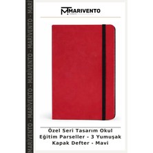 Özel Seri Tasarım Okul Eğitim Parseller - 3 Yumuşak Kapak Defter - Mavi