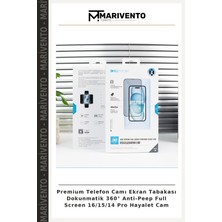 Premium Telefon Camı Ekran Tabakası Dokunmatik 360° Anti-Peep Full Screen 16/15/14 Pro Hayalet Cam