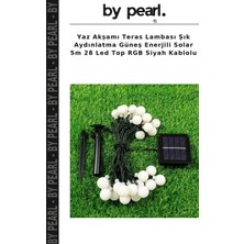 Yaz Akşamı Teras Lambası Şık Aydınlatma Güneş Enerjili Solar 5m 28 LED Top Rgb Siyah Kablolu