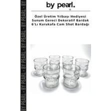 Özel Üretim Yılbaşı Hediyesi Sunum Gereci Dekoratif Bardak 6'lı Kurukafa Cam Shot Bardağı