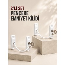 Astraltech Ers 2’li Set Pencere Güvenlik Kilidi Anahtarlı Kablolu Çocuk Emniyet Kilidi Beyaz