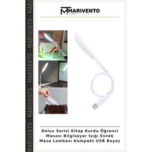 Delux Serisi Kitap Kurdu Öğrenci Masası Bilgisayar Işığı Esnek Masa Lambası Kompakt USB Beyaz