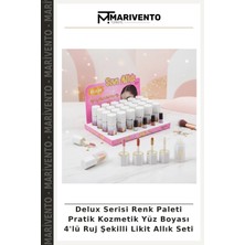 Delux Serisi Renk Paleti Pratik Kozmetik Yüz Boyası 4'lü Ruj Şekilli Likit Allık Seti