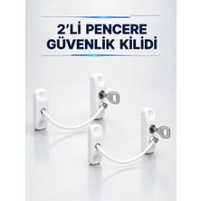 Astraltech Ers Anahtarlı Pencere Güvenlik Aparatı Beyaz Kablolu Açılma Sınırlayıcı 2’li Set
