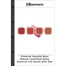 Premium Seyahat Boyu Makyaj Tazelemek Kolay Kullanım 4'lü Aynalı Allık Seti