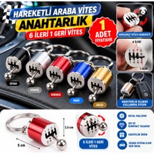 Efnaz Style Hareketli Araba Vites Anahtarlık Altı Hız Manuel Vites Dişli Shifter Topuzu Metal Anahtarlık (Adet Fiyatıdır)