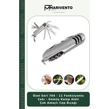 Özel Seri 704 - 11 Fonksiyonlu Çakı - Gümüş Kamp Aleti Çok Amaçlı Cep Bıçağı