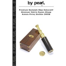 Premium Nostaljik Obje Dekoratif Aksesuar Hatıra Eşyası Ahşap Kutulu Pirinç Dürbün 2005B