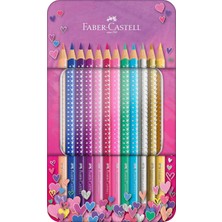 Happy Trend Parlak Renkler Boya Kalemi, 12 Renk, Metal Kutu, Pembe, Ergonomik Üçgen Gövde, Fsc Sertifikalı Ahşap, Işıltılı Renkler, Çevre Dostu Su Bazlı Boya