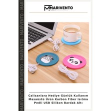 Calisanlara Hediye Günlük Kullanım Masaüstü Ürün Karbon Fiber Isıtma Pedli USB Silikon Bardak Altı
