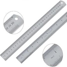 Happy Trend 30 cm Inç Ölçülü 1 Adet Paslanmaz Çelik Metal Çetvel 30 Santimetre