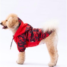 Happy Trend Kırmızı Dijon Polarlı Su Geçirmez Küçük Irk Köpek Yağmurluğu (L)