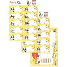 Happy Trend Etiketi Kız Modeli 10 Lu 2 Yaprak Ders Programlı 1 Paket Defter Kitap Etiketi Desenli Renkli Etiket Sarı