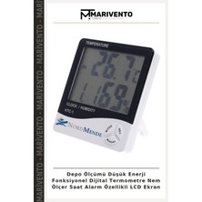Depo Ölçümü Düşük Enerji Fonksiyonel Dijital Termometre Nem Ölçer Saat Alarm Özellikli LCD Ekran