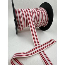 Happy Trend cm Çizgili Katlanır Dokuma Lastik-5 Metre-(Beyaz/kırmızı)