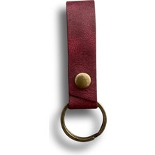 Happy Trend Deri Çıt Çıtlı Anahtarlık, Minimal Anahtarlık, Çıt Çıtlı Çantaya Asılabilir Anahtarlık (Bordo)