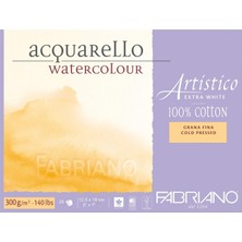 Happy Trend 311218 - Fabriano Artistico Acquarello Watercolour, Yüksek Kaliteli Sanatçı - Suluboya Karton, Ekstra Beyaz, Feinkorn Cold Pressed, Yakl. 12,5 x 18 Cm, 25 Yaprak 300 G/m²