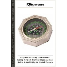 Taşınabilir Araç Gezi Gereci Kamp Avcılık Harita Nişan Almalı Sekiz Köşeli Büyük Metal Pusula