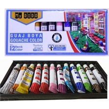 Happy Trend Boya 12 Renk x 9 ml Su Bazlı Tüp 1 Paket Mydido Guaj Boya 12 Li